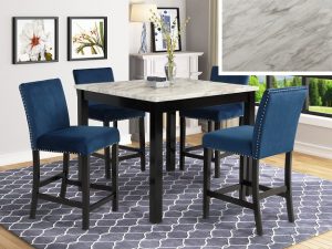 #1715RB – The “Lennon” Counter-Height Dining Set in Royal Blue Velvet