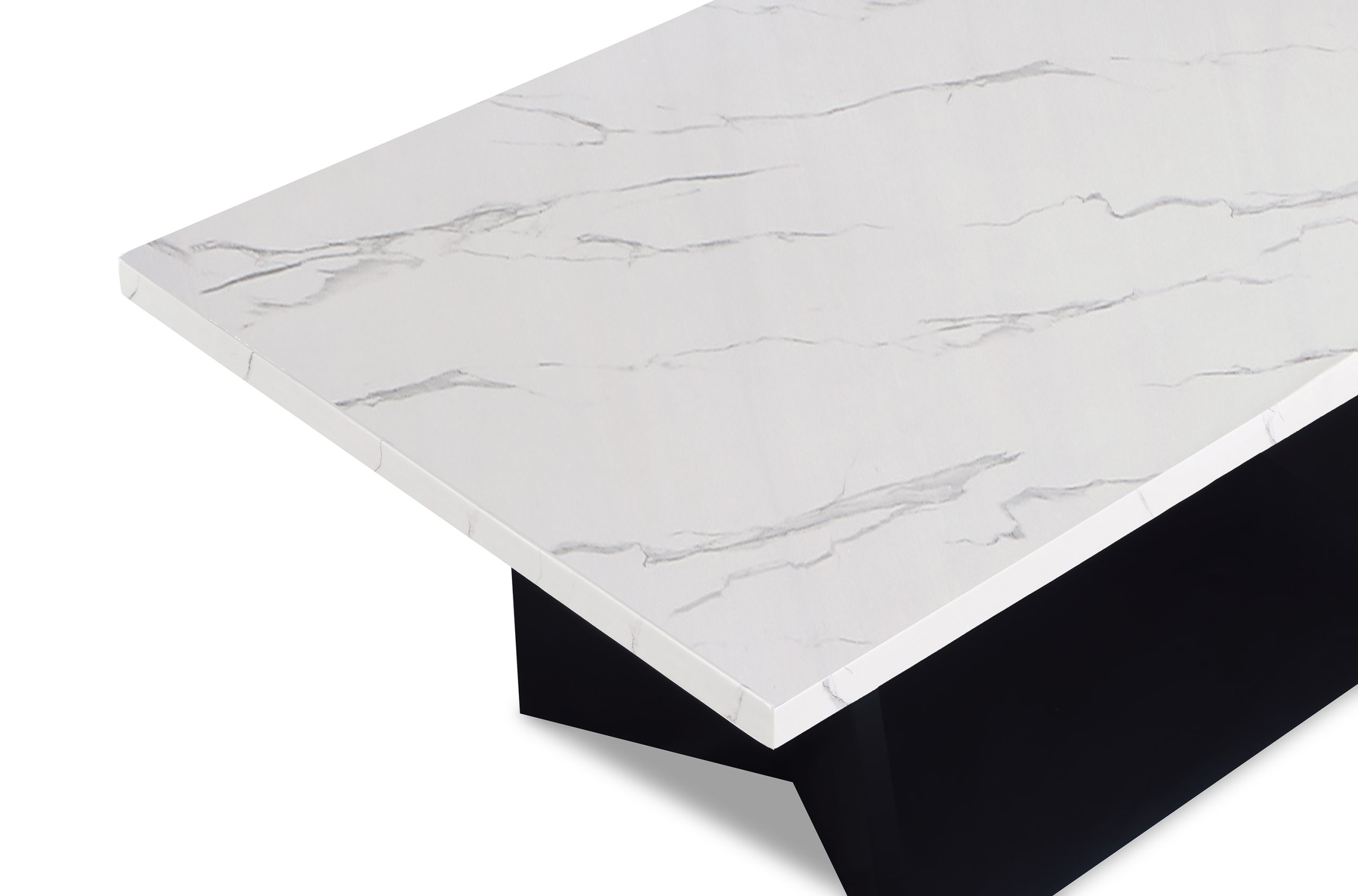 The #4226 "Adea" Faux Marble Set features a modern rectangular table with a white marble-patterned top and black geometric base, displayed at an angle against a white background.