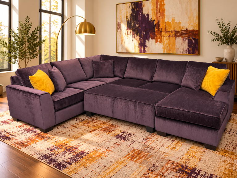 #5250 3 Piece Sectional with #5250 Rectangle Ottoman