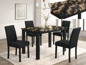 COMING SOON! – #2120GBK – The “Resia” Dining Set in Gold/Black